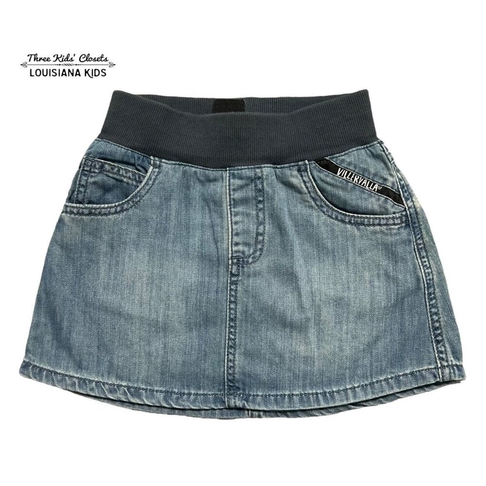Villervalla Sz 110 (5Y) Denim Rib Waist Skirt